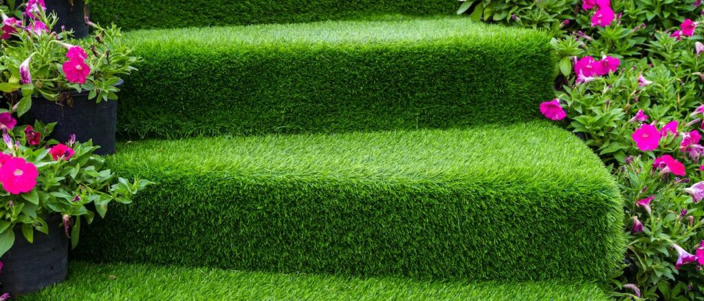 staircase green artificial grass